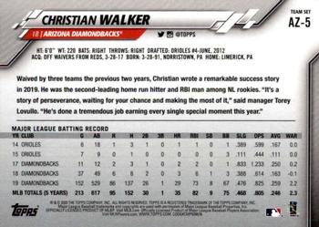 2020 Topps Arizona Diamondbacks #AZ-5 Christian Walker Back