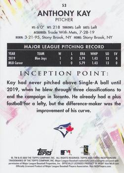 2020 Topps Inception - Green #53 Anthony Kay Back
