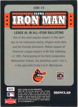 2007 Ultra - Ultra Iron Man #UIM-15 Cal Ripken Jr. Back