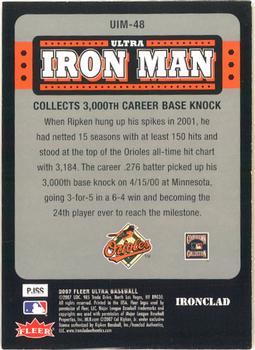 2007 Ultra - Ultra Iron Man #UIM-48 Cal Ripken Jr. Back
