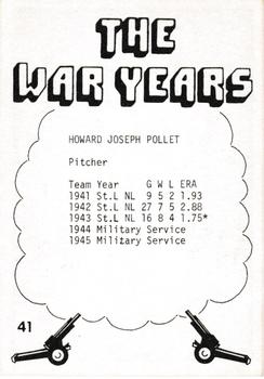 1977 TCMA The War Years - Black Border #41 Howard Pollet Back