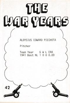 1977 TCMA The War Years - Black Border #42 Aloysius Piechota Back