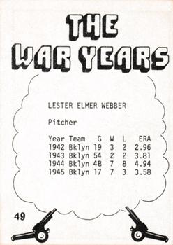1977 TCMA The War Years - Black Border #49 Lester Webber Back