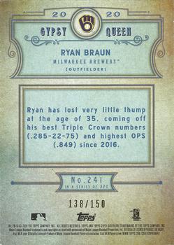 2020 Topps Gypsy Queen - Blue #241 Ryan Braun Back