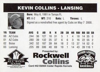 2004 Rockwell Collins Midwest League All-Stars #42 Kevin Collins Back