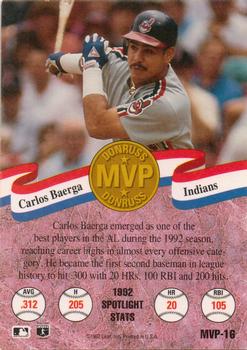 1993 Donruss - MVPs #MVP-16 Carlos Baerga Back