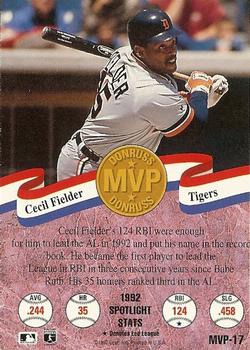 1993 Donruss - MVPs #MVP-17 Cecil Fielder Back