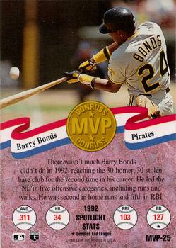 1993 Donruss - MVPs #MVP-25 Barry Bonds Back