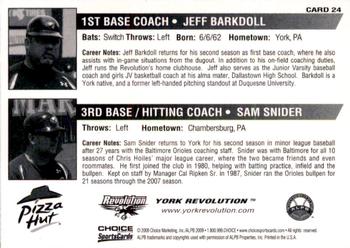 2009 Choice York Revolution #24 Jeff Barkdoll / Sam Snider Back