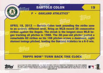 2020 Topps Now Turn Back the Clock #19 Bartolo Colon Back