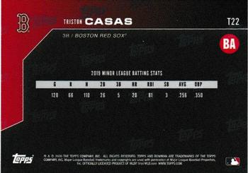 2020 Bowman Next Baseball America's Top 100 Prospects #T22 Triston Casas Back