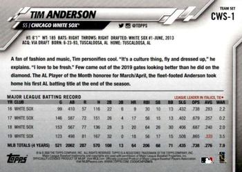 2020 Topps Chicago White Sox #CWS-1 Tim Anderson Back