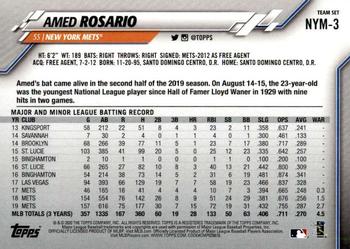 2020 Topps New York Mets #NYM-3 Amed Rosario Back