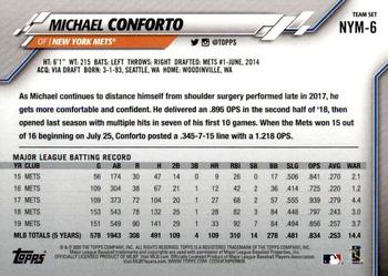 2020 Topps New York Mets #NYM-6 Michael Conforto Back