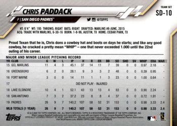 2020 Topps San Diego Padres #SD-10 Chris Paddack Back