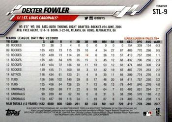 2020 Topps St. Louis Cardinals #STL-9 Dexter Fowler Back