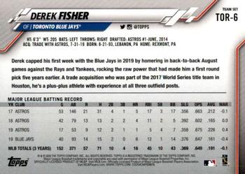 2020 Topps Toronto Blue Jays #TOR-6 Derek Fisher Back