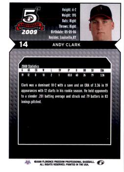 2009 Florence Freedom #NNO Andy Clark Back