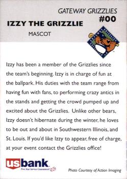 2009 Gateway Grizzlies #NNO Izzy the Grizzlie Back