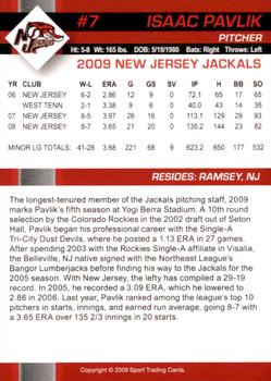 2009 New Jersey Jackals #NNO Isaac Pavlik Back