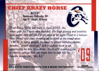 2009 Grandstand Chillicothe Paints #NNO Chief Krazy Horse Back