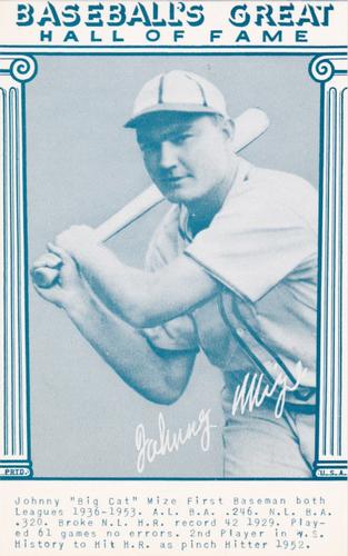 1977 Baseball's Great Hall of Fame Exhibits - Blue #NNO Johnny Mize Front