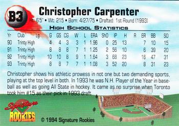 1994 Signature Rookies - Consolidated Promos #B3 Christopher Carpenter Back