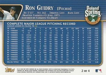 2004 Topps Poland Spring New York Yankees #2 Ron Guidry Back