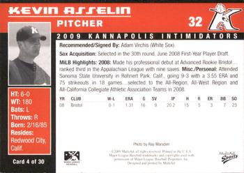 2009 MultiAd Kannapolis Intimidators Set B #4 Kevin Asselin Back