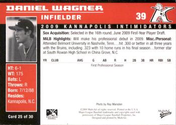 2009 MultiAd Kannapolis Intimidators Set B #25 Daniel Wagner Back