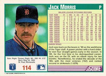 1991 Score - Promos #114 Jack Morris Back