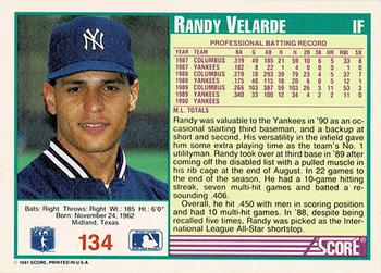 1991 Score - Promos #134 Randy Velarde Back
