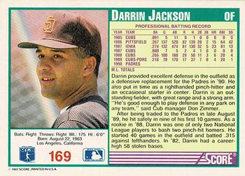 1991 Score - Promos #169 Darrin Jackson Back