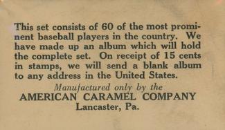 1927 American Caramel E126 #19 Chas. Grimm Back