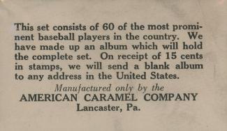 1927 American Caramel E126 #41 Stuffy McInnis Back