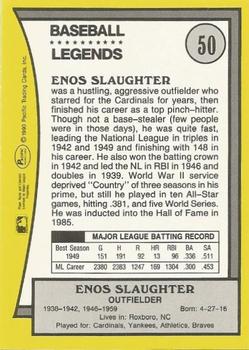 1990 Pacific Legends - Glossy #50 Enos Slaughter Back