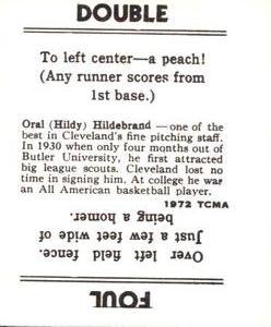 1972 TCMA 1936 Goudey R322 Reprints #NNO Oral Hildebrand Back