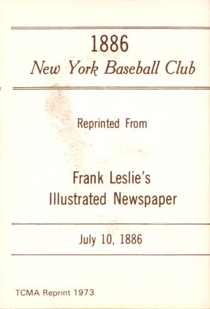 1973 TCMA 1886 Frank Leslie New York Giants (reprint) #NNO Michael Dorgan Back