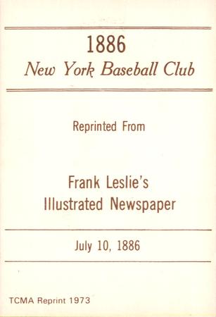 1973 TCMA 1886 Frank Leslie New York Giants (reprint) #NNO James Mutrie Back