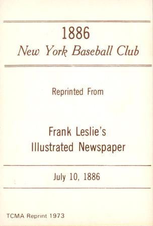 1973 TCMA 1886 Frank Leslie New York Giants (reprint) #NNO Michael Welch Back