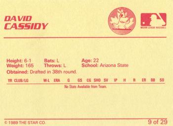 1989 Star Hamilton Redbirds - Platinum #9 David Cassidy Back