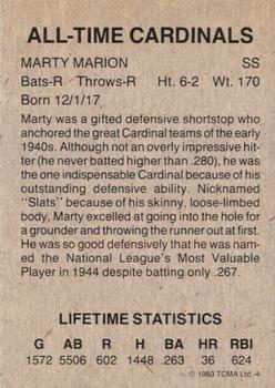 1983 TCMA All-Time St. Louis Cardinals Mixed Backs #4 Marty Marion Back