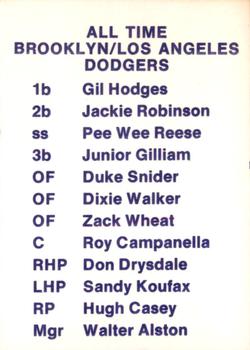 1975 TCMA All Time Brooklyn / Los Angeles Dodgers Blue and White #NNO Jackie Robinson Back