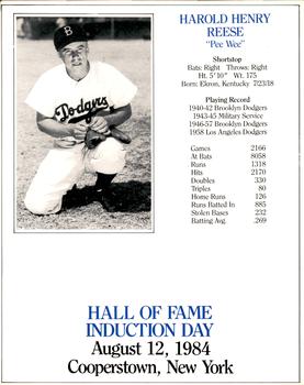 1984 TCMA Hall of Fame Induction Day #NNO Pee Wee Reese Front