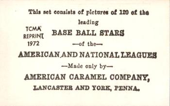 1972 TCMA 1922 American Caramel E121 Reprints #NNO Phil Douglas Back