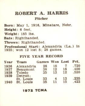 1972 TCMA 1941 St. Louis Browns W753 Reprints #NNO Bob Harris Back