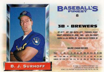 1993 Finest #8 B.J. Surhoff Back