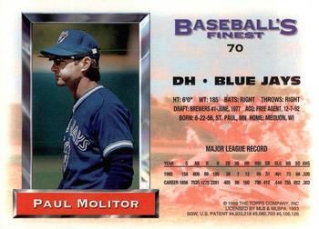 1993 Finest #70 Paul Molitor Back