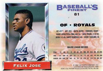 1993 Finest #81 Felix Jose Back