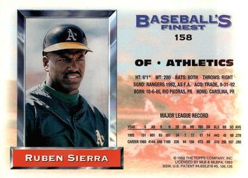 1993 Finest #158 Ruben Sierra Back